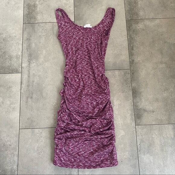 Ingrid & Isabel® Space Dye Ruched Maternity Tank Dress Berry pink purple… - Picture 3 of 7